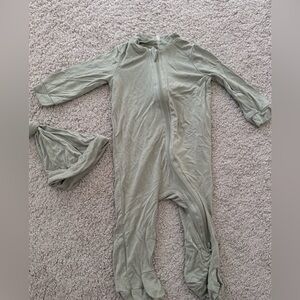 Cozy Kids Footie in Olive Green